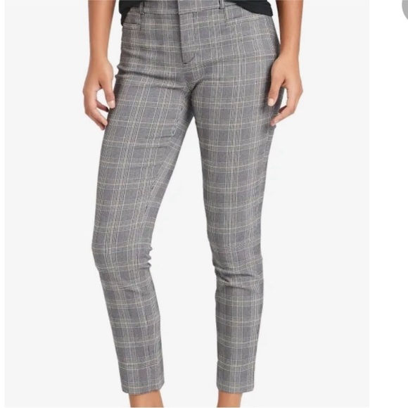 Banana Republic Pants - Banana Republic Women's Grey Multi Plaid Sloan Slim Ankle Pants size 4